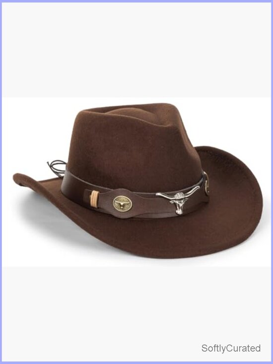 Classic Western Cowboy Hat Wide Brim Felt Cowgirl Fedora Jazz Hat